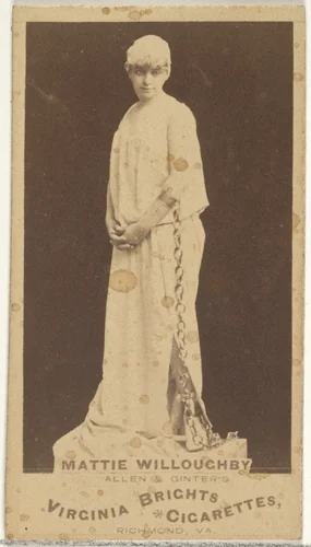 Mattie Willoughby, from the Actors and Actresses series (N45, Type 1) for Virginia Brights Cigarettes by Allen & Ginter, photograph, 1885-1891