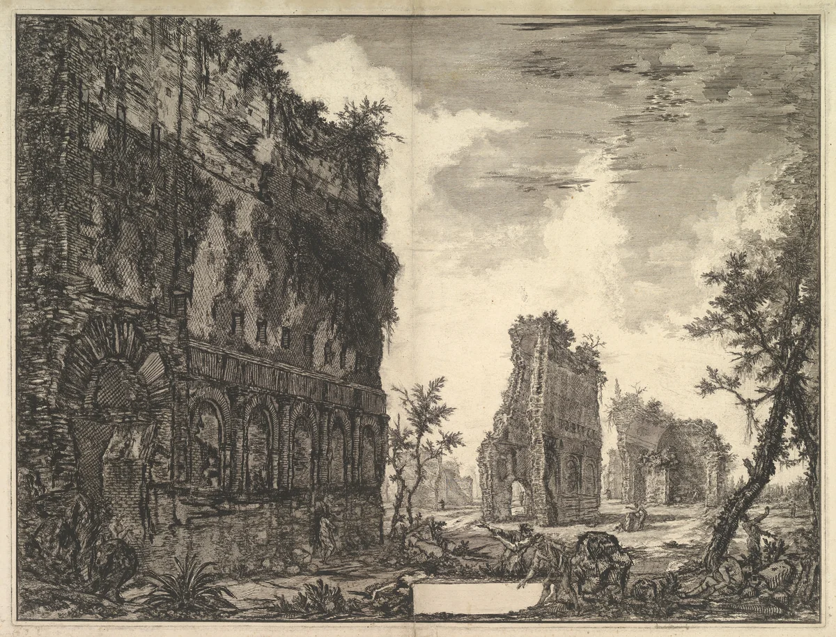 Hadrian's Villa: The Piazza d'Oro (Piazza of Gold) (Veduta degli Avanzi della Circonferenza delle antiche Fabbriche di una delle Piazze della Villa Adriana oggidi chiamata Piazza d'oro) by Giovanni Battista Piranesi, print, 1771-1776