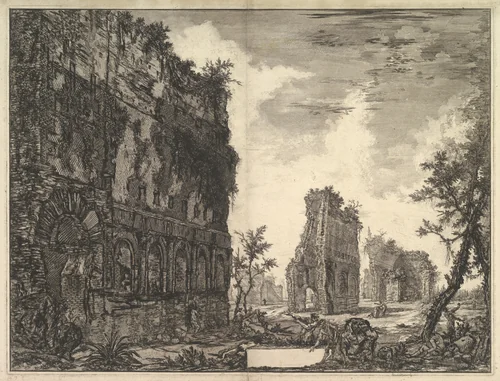 Hadrian's Villa: The Piazza d'Oro (Piazza of Gold) (Veduta degli Avanzi della Circonferenza delle antiche Fabbriche di una delle Piazze della Villa Adriana oggidi chiamata Piazza d'oro) by Giovanni Battista Piranesi, print, 1771-1776