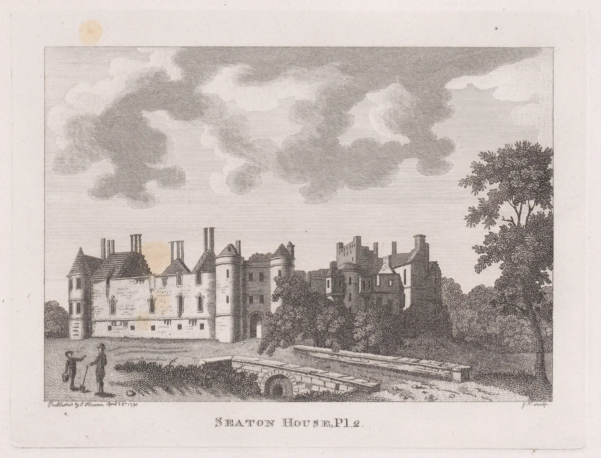 Seaton House, pl. 2, Edinburghshire (from Antiquities of Scotland, volume 1) by James Newton, print, 1790