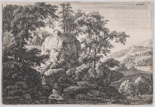 The Double Cascade by Anthonie Waterloo, print, 1620-1690