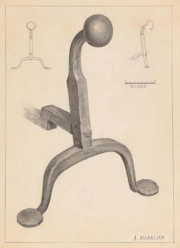 Andiron (one of pair) by Arsen Maralian, index of american design, 1936