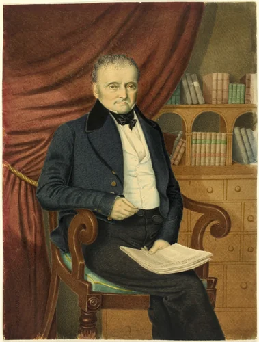 Portrait of Seated Man with Newspaper by Adolphus H. A. Wing, painting, 1841-1846