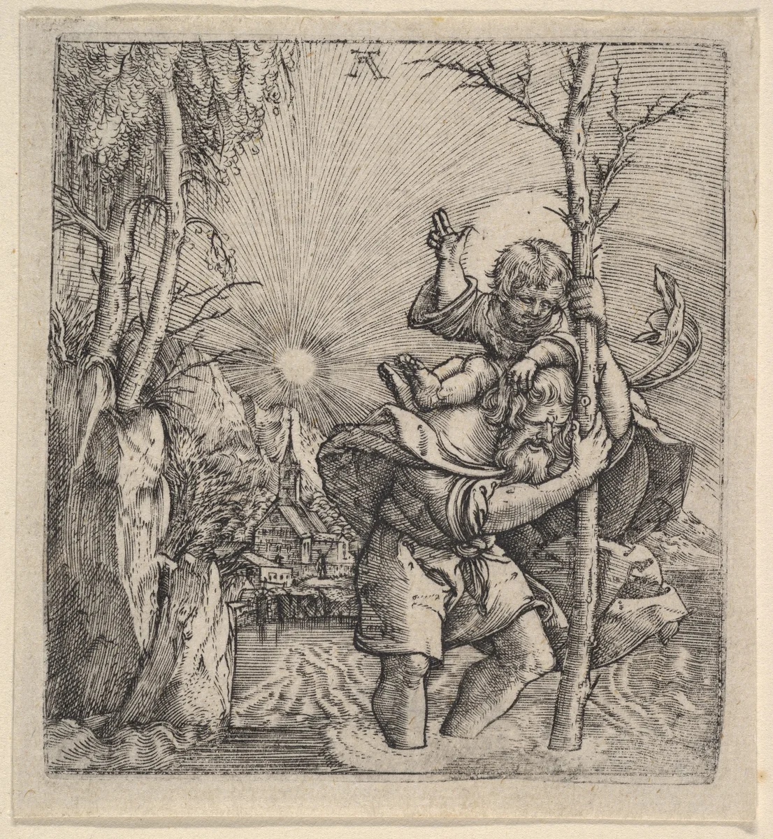 Saint Christopher Carrying the Christ Child by Albrecht Altdorfer, print, 1500-1538