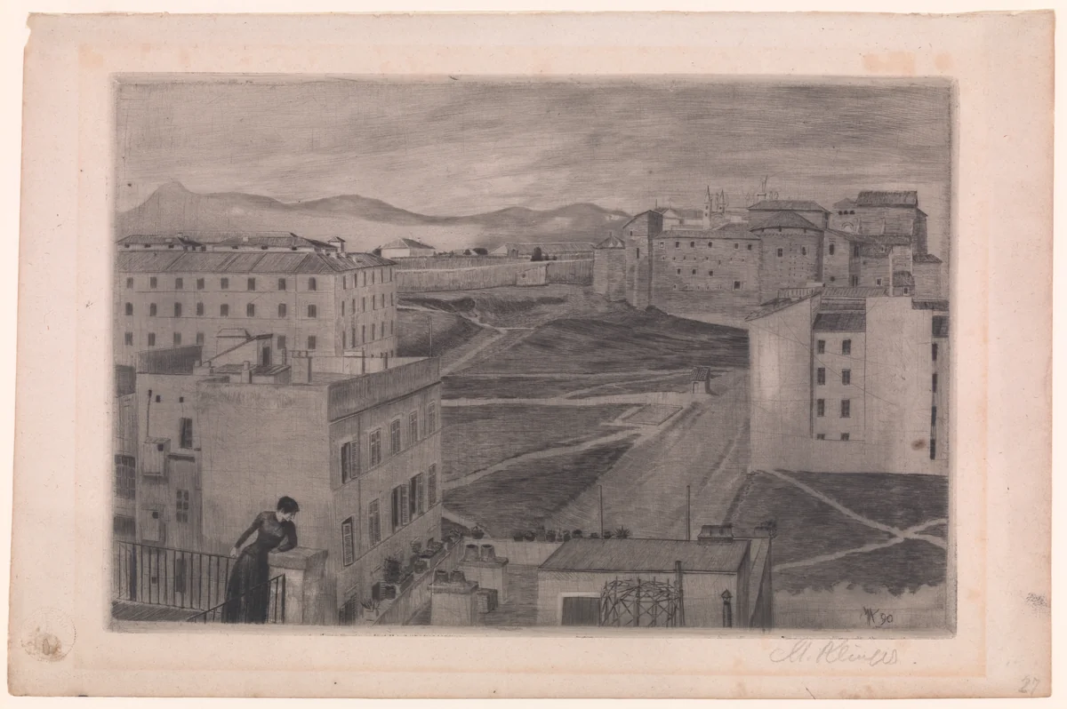 View from the Artist's Studio Window, Rome by Max Klinger, print, 1890