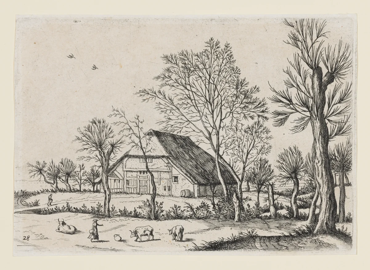 Farm, from "Multifariarum Casularlum..." by Claes Jansz Visscher, print, 1610-1650