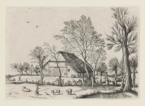 Farm, from "Multifariarum Casularlum..." by Claes Jansz Visscher, print, 1610-1650