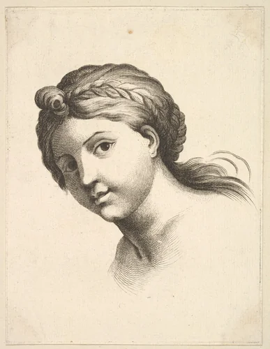 Head of a Woman, from "Livre de Têtes Gravées d'apres F. Boucher et Autres" (Book of Heads Engraved after F. Boucher and Others) by anonymous, print, 1740-1780