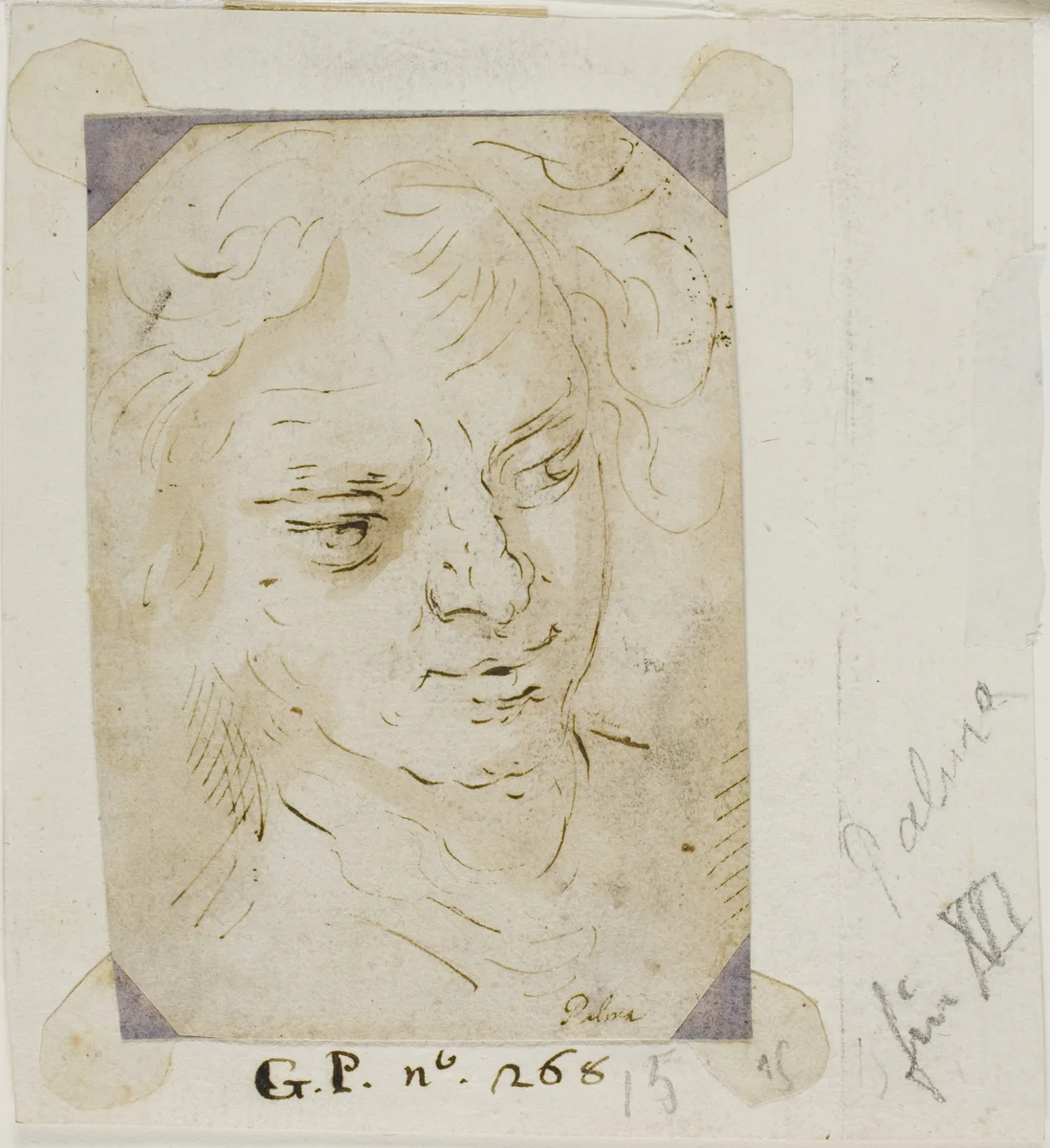 Head of a Man by Jacopo Negretti, drawing, 1600-1611