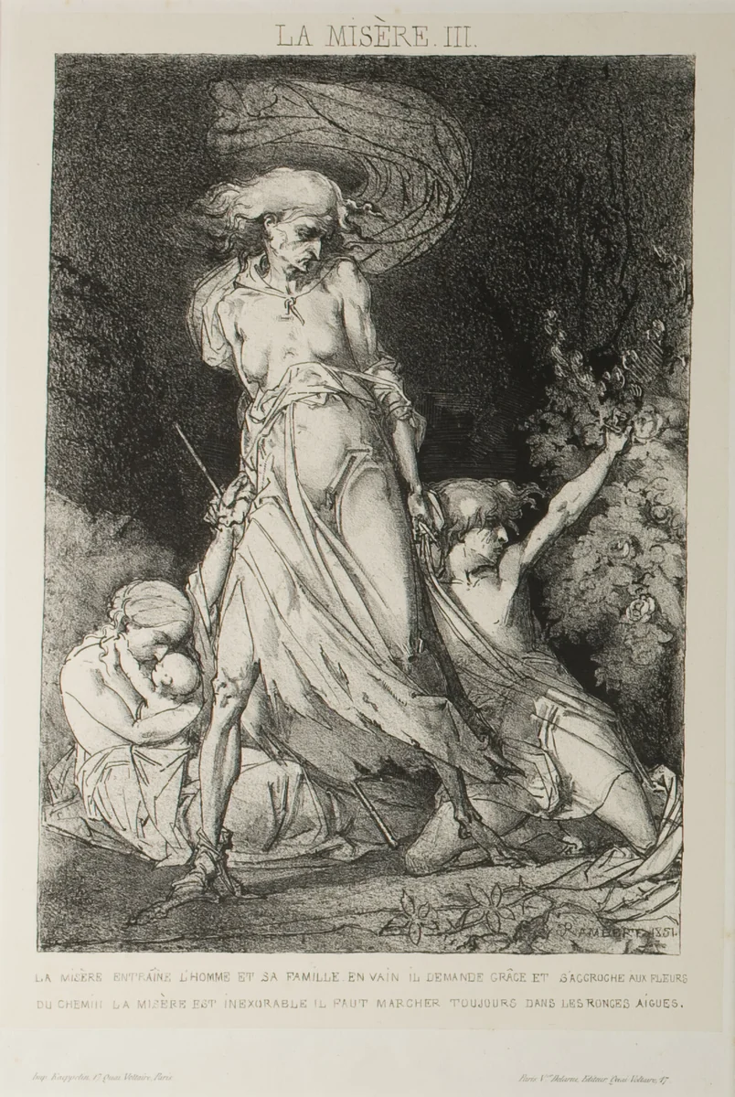 Plate Three from Misery by Charles Rambert, print, 1851