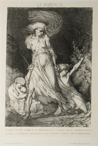 Plate Three from Misery by Charles Rambert, print, 1851