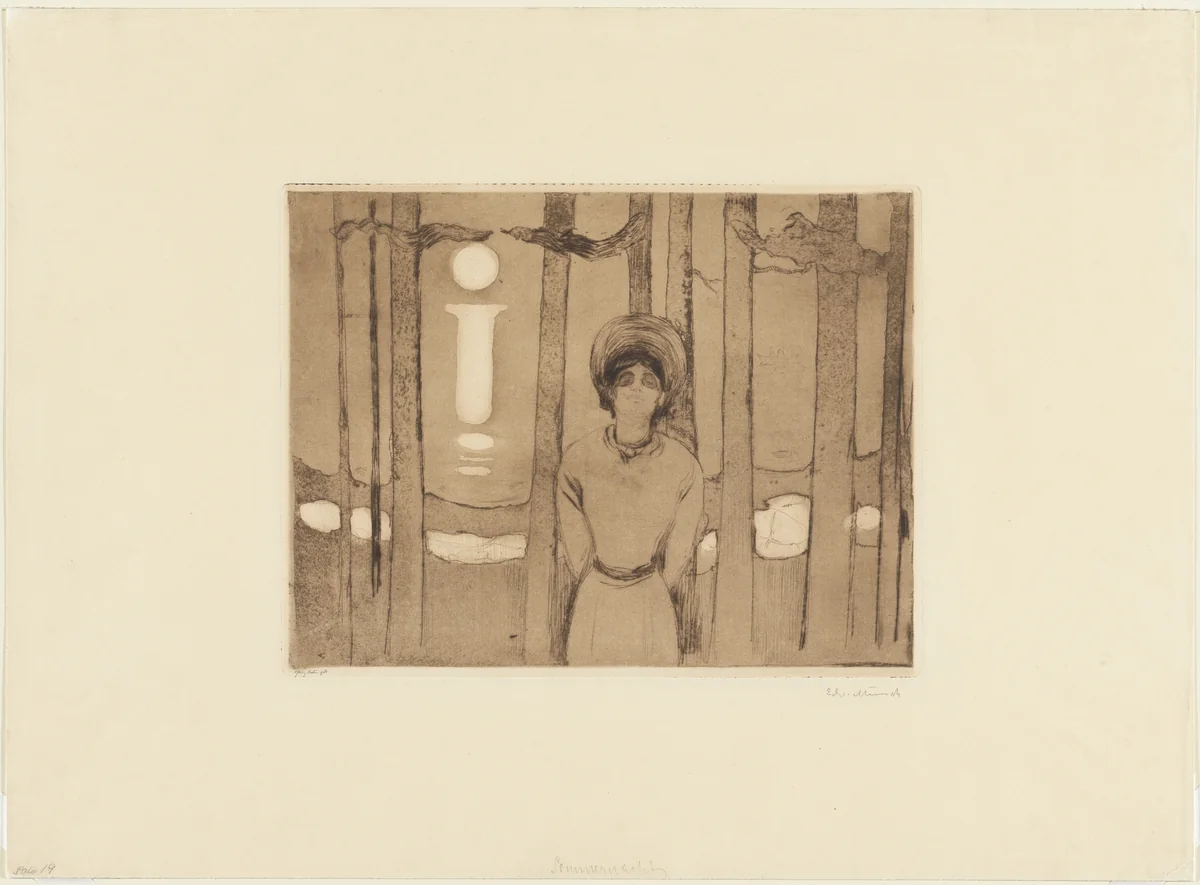 Summer Night. The Voice (Sommernatt. Stemmen) by Edvard Munch, print, 1894