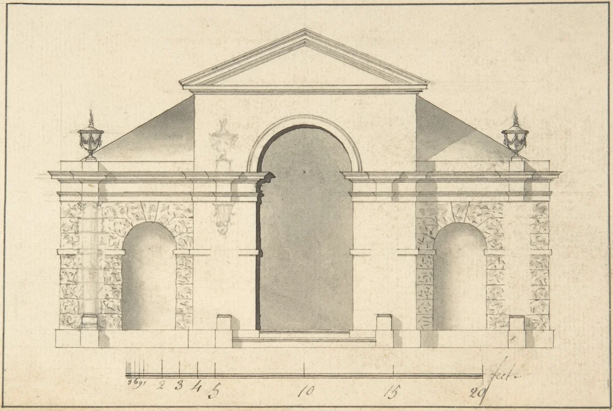 Elevation of Garden Pavilion by Robert Morris, drawing, 1715-1754