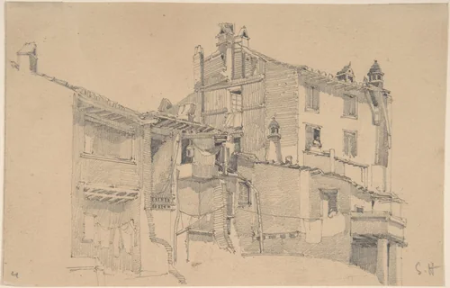 Houses on the Tiber by Sir Francis Seymour Haden, drawing, 1838-1910