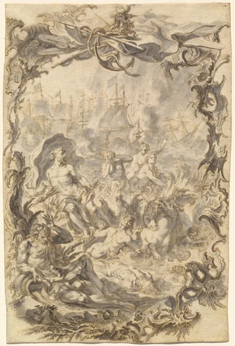 The Horrors of War: A Sea Battle by Gottfried Bernhard Götz, drawing, 1742-1744