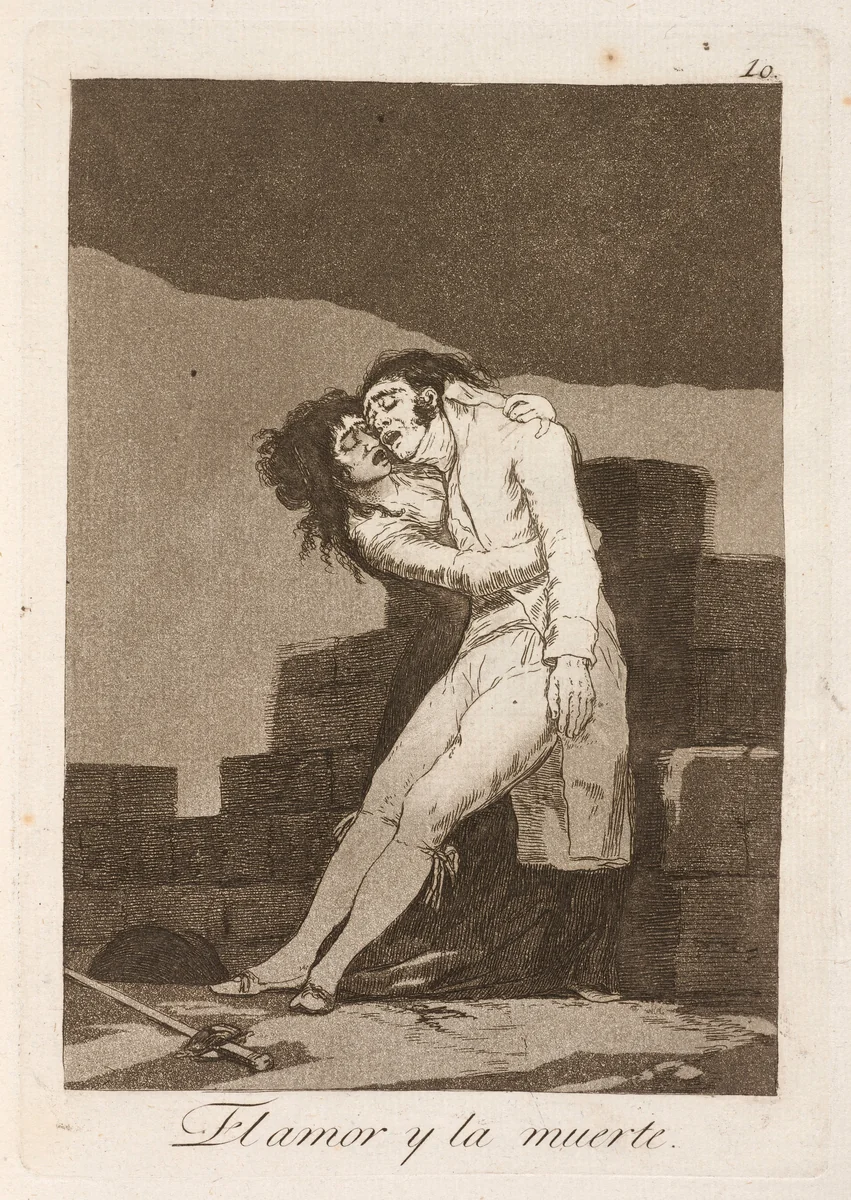 El amour y la muerte (Love and Death) by Francisco Goya, print, 1799