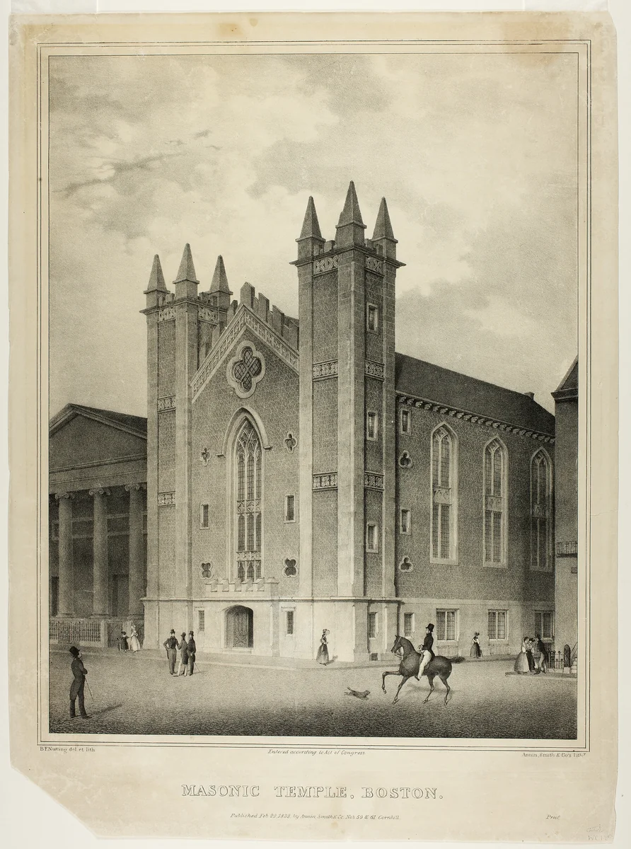 Masonic Temple, Boston by Benjamin F. Nutting, print, 1832
