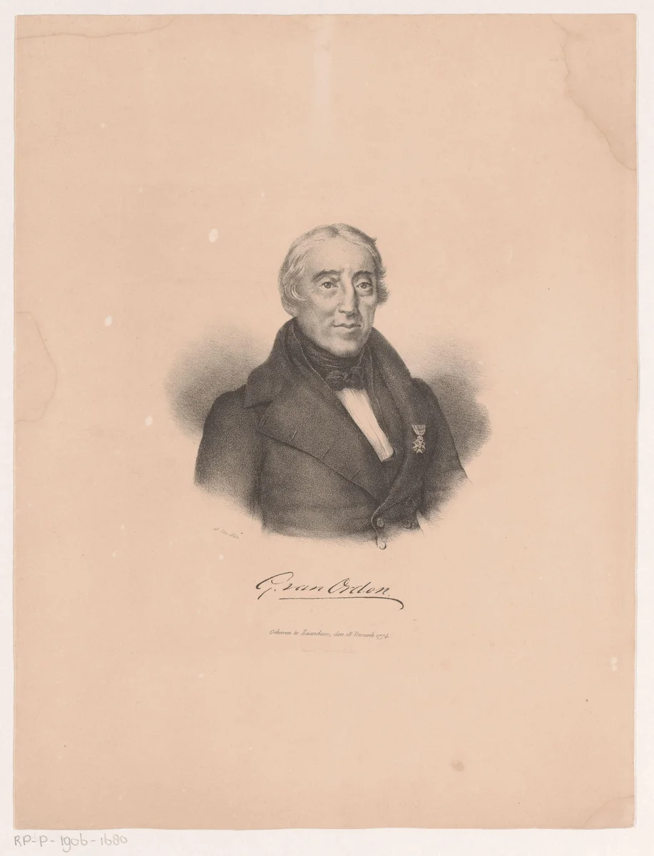 Portret van Gerrit van Orden by anonymous, print, 1841