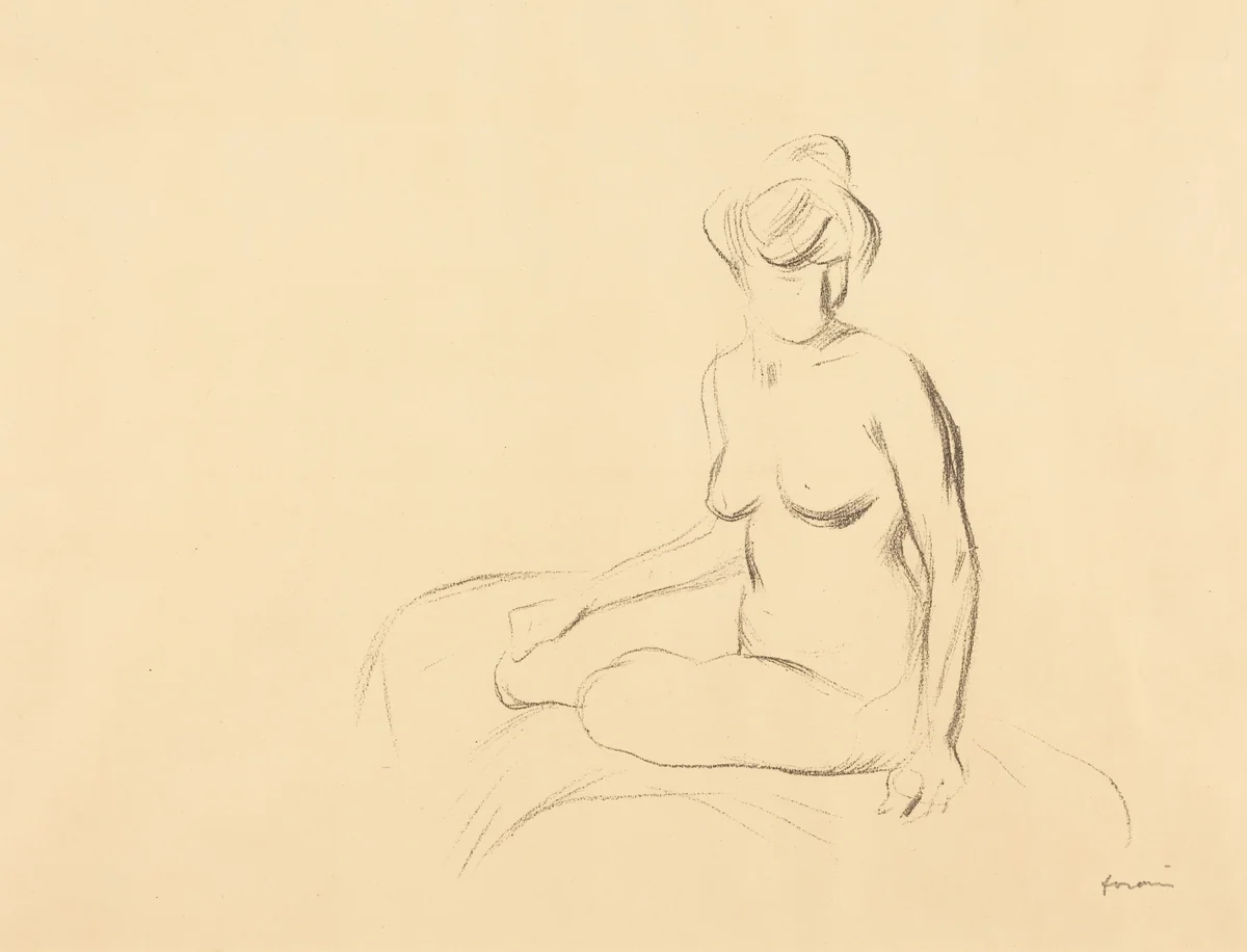 Etude de femme nue, les bras abaissés (Study of a Nude Woman, with Lowered Arms) by Jean-Louis Forain, print, 1895-1905