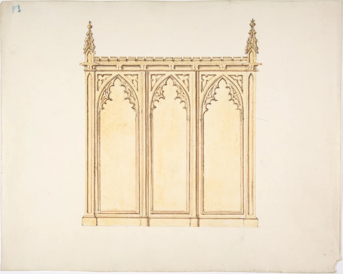 Design for a Gothic Paneling by anonymous, drawing, 1800-1850