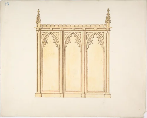 Design for a Gothic Paneling by anonymous, drawing, 1800-1850