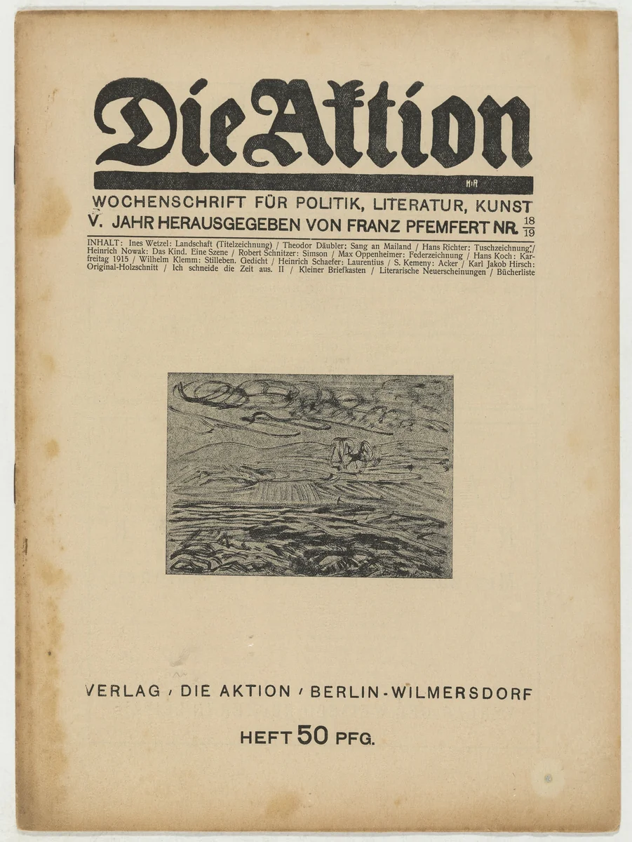 Die Aktion, vol. 5, no. 18/19 by Karl Jacob Hirsch, periodical, 1915