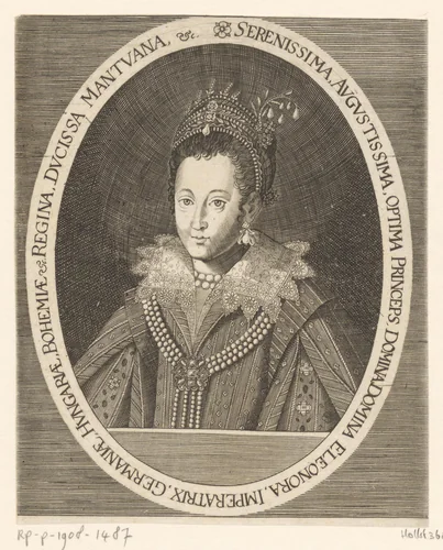 Portret van Eleonora Gonzaga by Wolfgang Kilian, print, 1608-1662