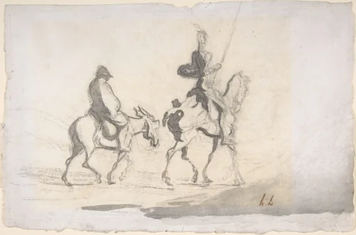 Don Quixote and Sancho Panza by Honoré Daumier, drawing, 1820-1879