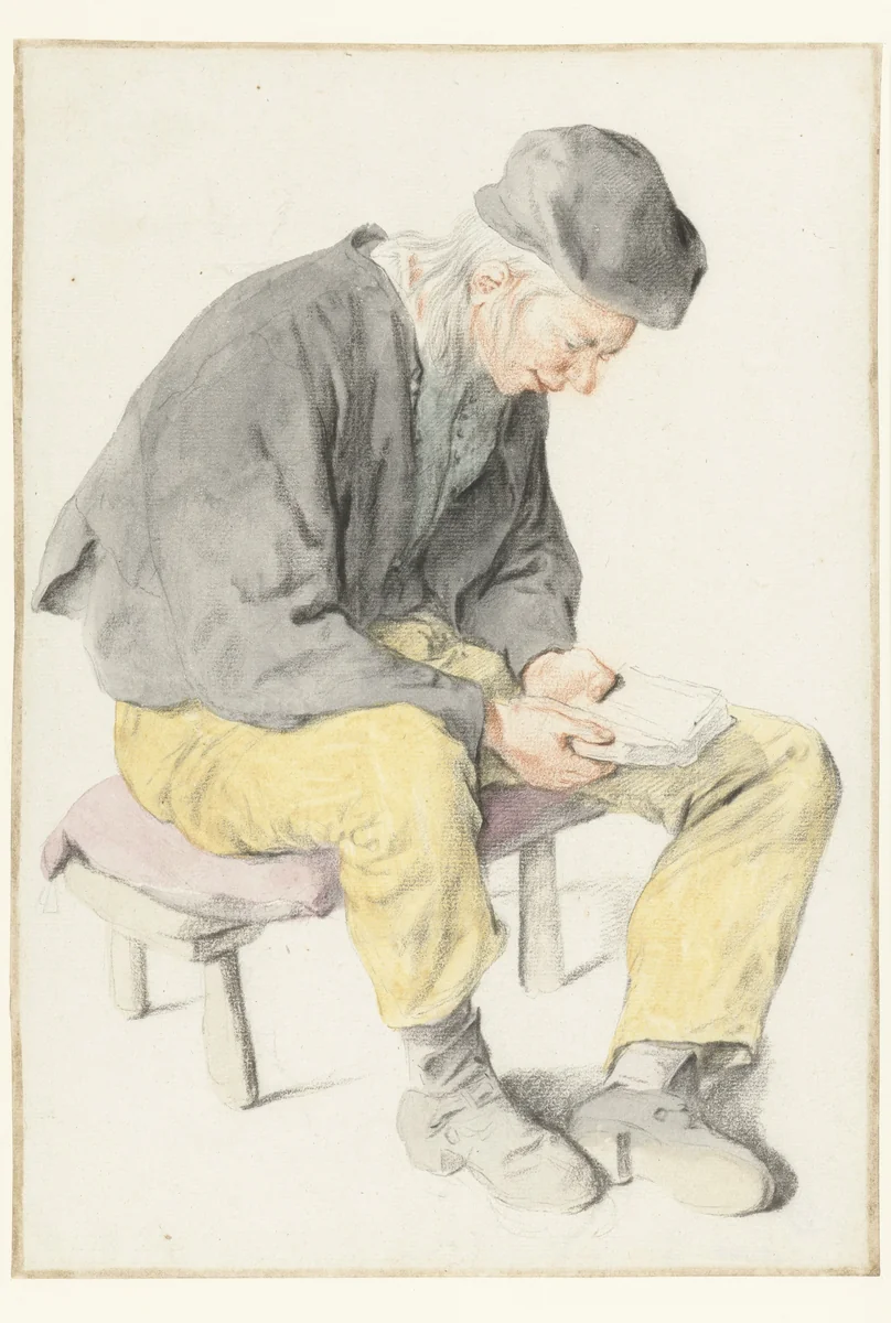 Seated Man Reading, Facing Right by Cornelis Dusart, drawing, 1690-1700
