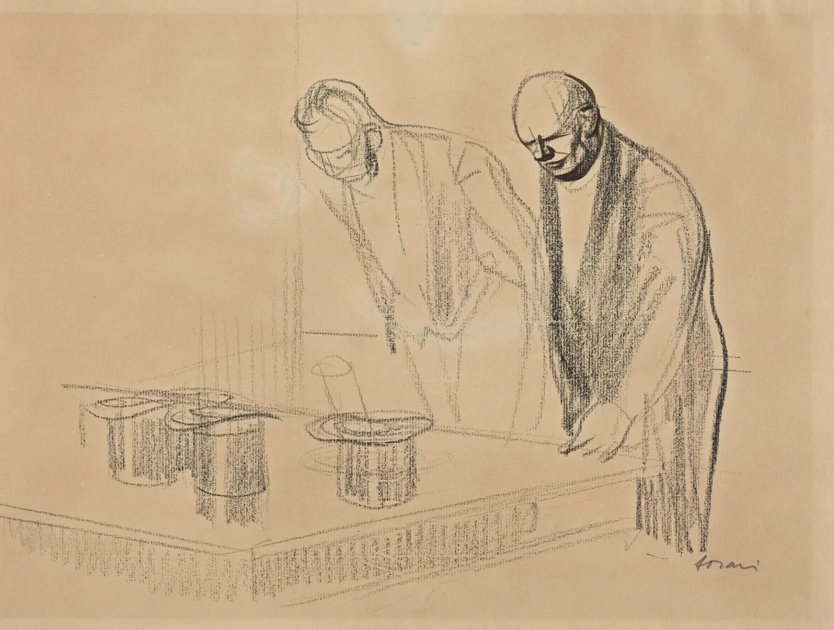 The Hats of the Allies [recto] by Jean-Louis Forain, drawing, 1914-1919