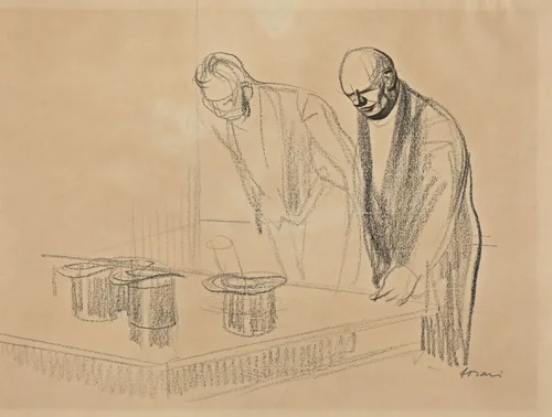 The Hats of the Allies [recto] by Jean-Louis Forain, drawing, 1914-1919