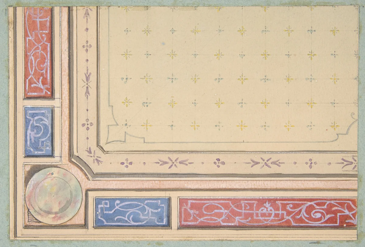 Design for a ceiling by Jules-Edmond-Charles Lachaise, drawing, 1850-1900