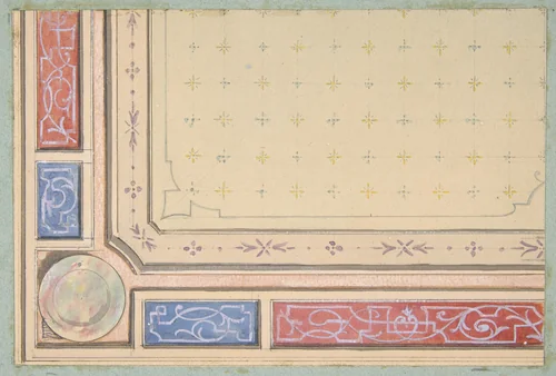 Design for a ceiling by Jules-Edmond-Charles Lachaise, drawing, 1850-1900