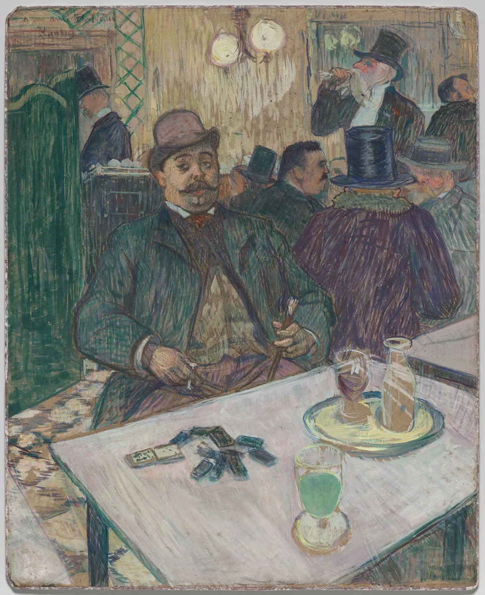 Monsieur Boileau at the Café by Henri de Toulouse-Lautrec, drawing, 1893