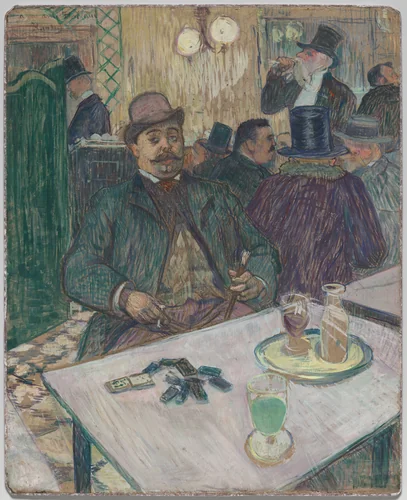 Monsieur Boileau at the Café by Henri de Toulouse-Lautrec, drawing, 1893
