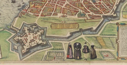 Palazzo Farnese at Caprarola from Braun and Hogenberg's Civitates Orbis Terrarum by Frans Hogenberg, print, 1572-1594