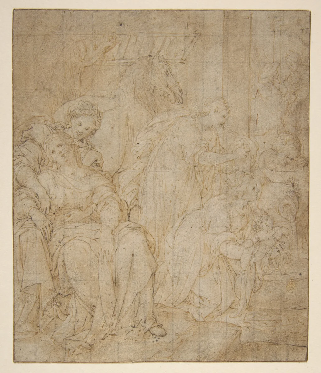 The Birth of Saint Francis of Assisi by Camillo Procaccini, drawing, 1555-1629