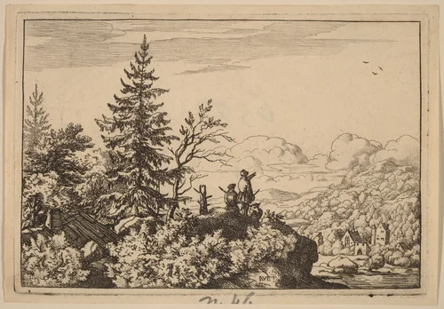 Two Men on a Hill by Allart van Everdingen, print, 1645-1656