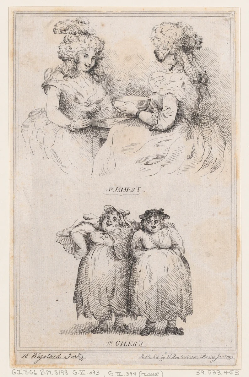 St James's and St Giles's by Thomas Rowlandson, print, 1792