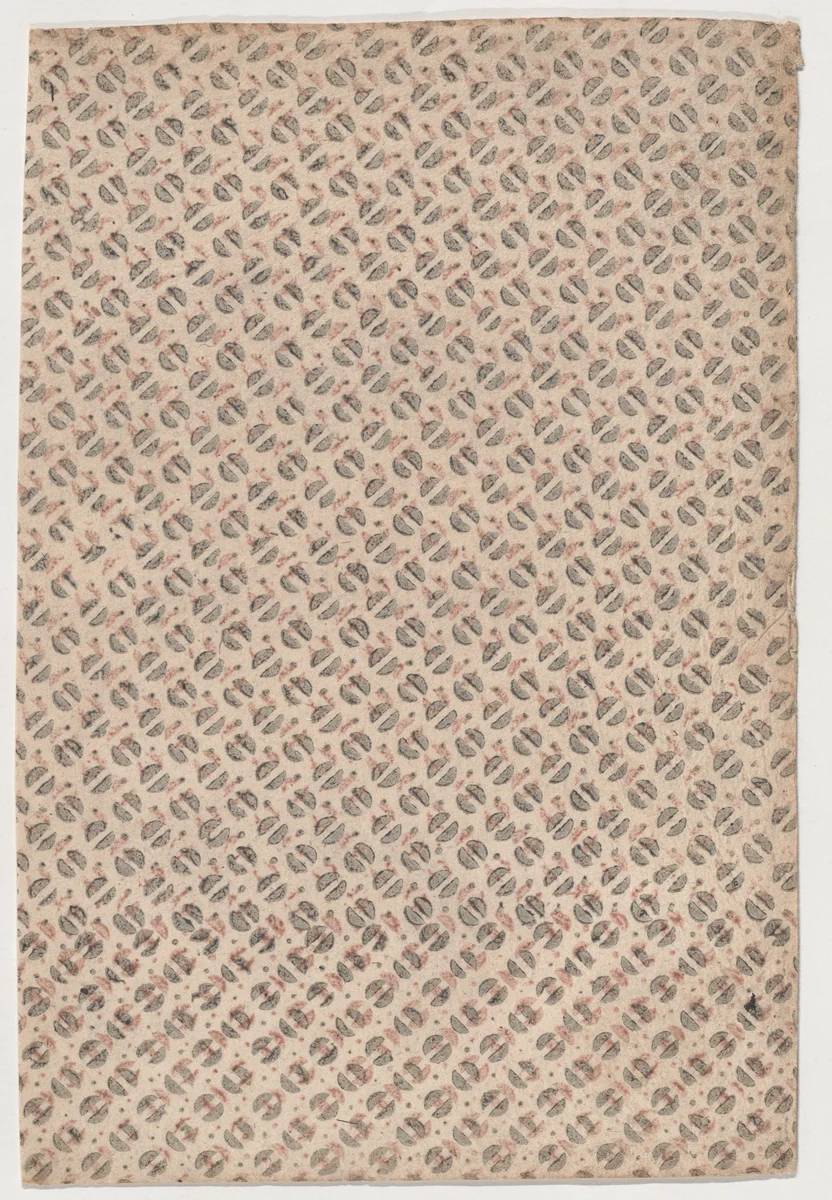 Sheet with an overall pattern of semicircles by anonymous, print, 1800-1900