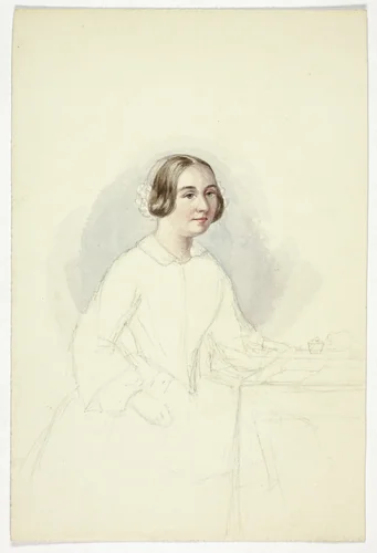 Young Woman at Writing Desk by Elizabeth Murray, painting, 1835-1882