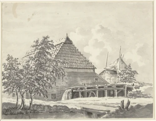 Watermolen by Monogrammist AWA, drawing, 1700-1800