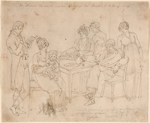 The Nauwerk Family by Johan Christian Dahl, drawing, 1819