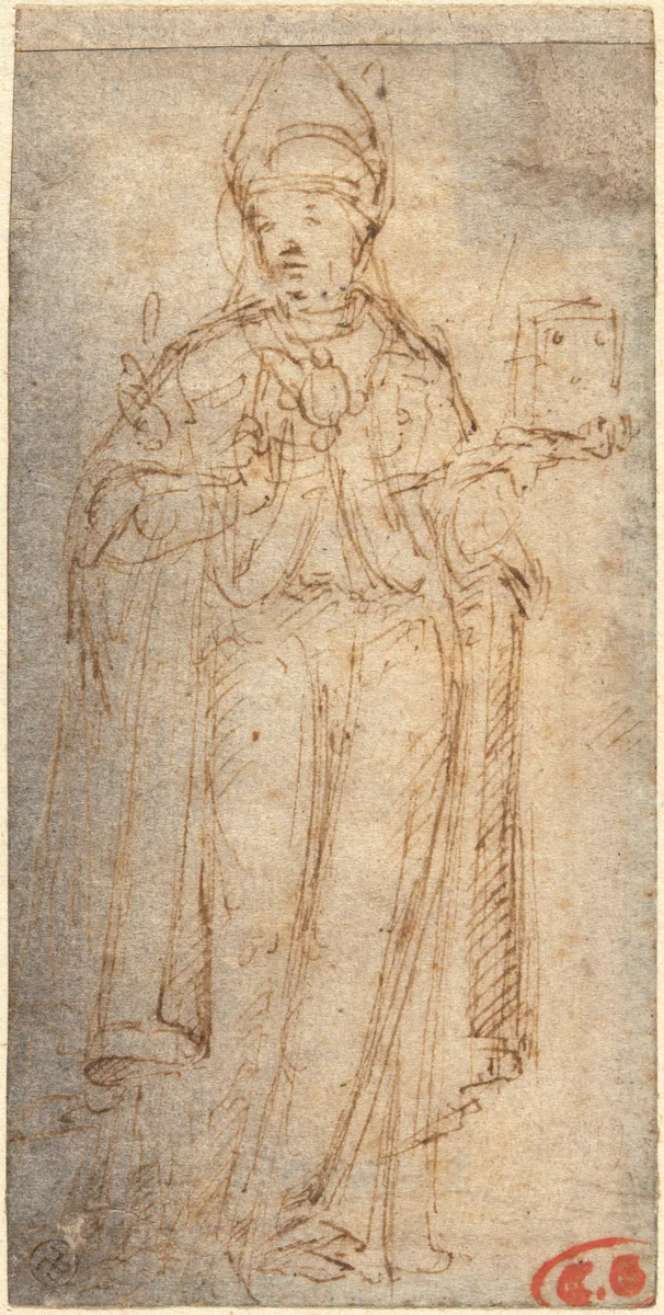 Saint Louis of Toulouse Holding a Book by Giovanni Bellini, drawing, 1460-1465