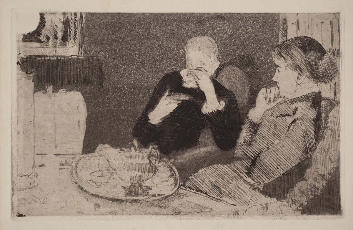 Lydia and Her Mother at Tea by Mary Cassatt, print, 1882