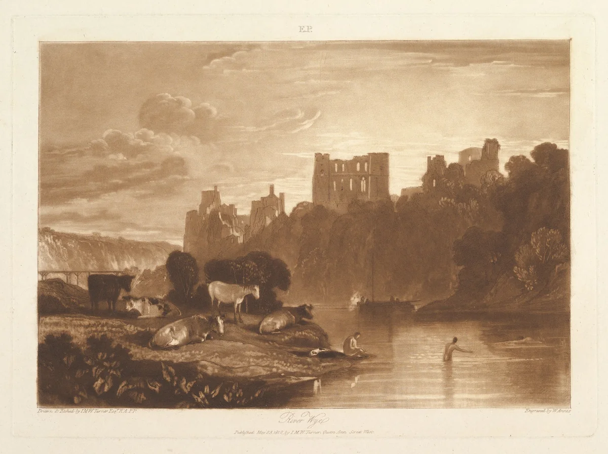 River Wye, part X, plate 48 from "Liber Studiorum" by Joseph Turner, print, 1812