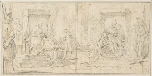 Illustration for a Book: Two Scenes of Coronation by Giovanni Battista Tiepolo, drawing, 1696-1770