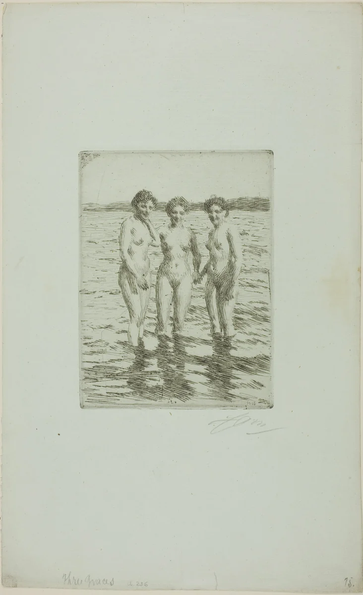 The Three Graces by Anders Zorn, print, 1910