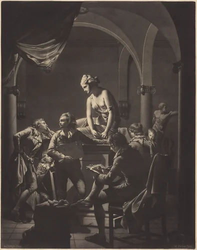 An Academy by Lamplight by William Pether, print, 1772