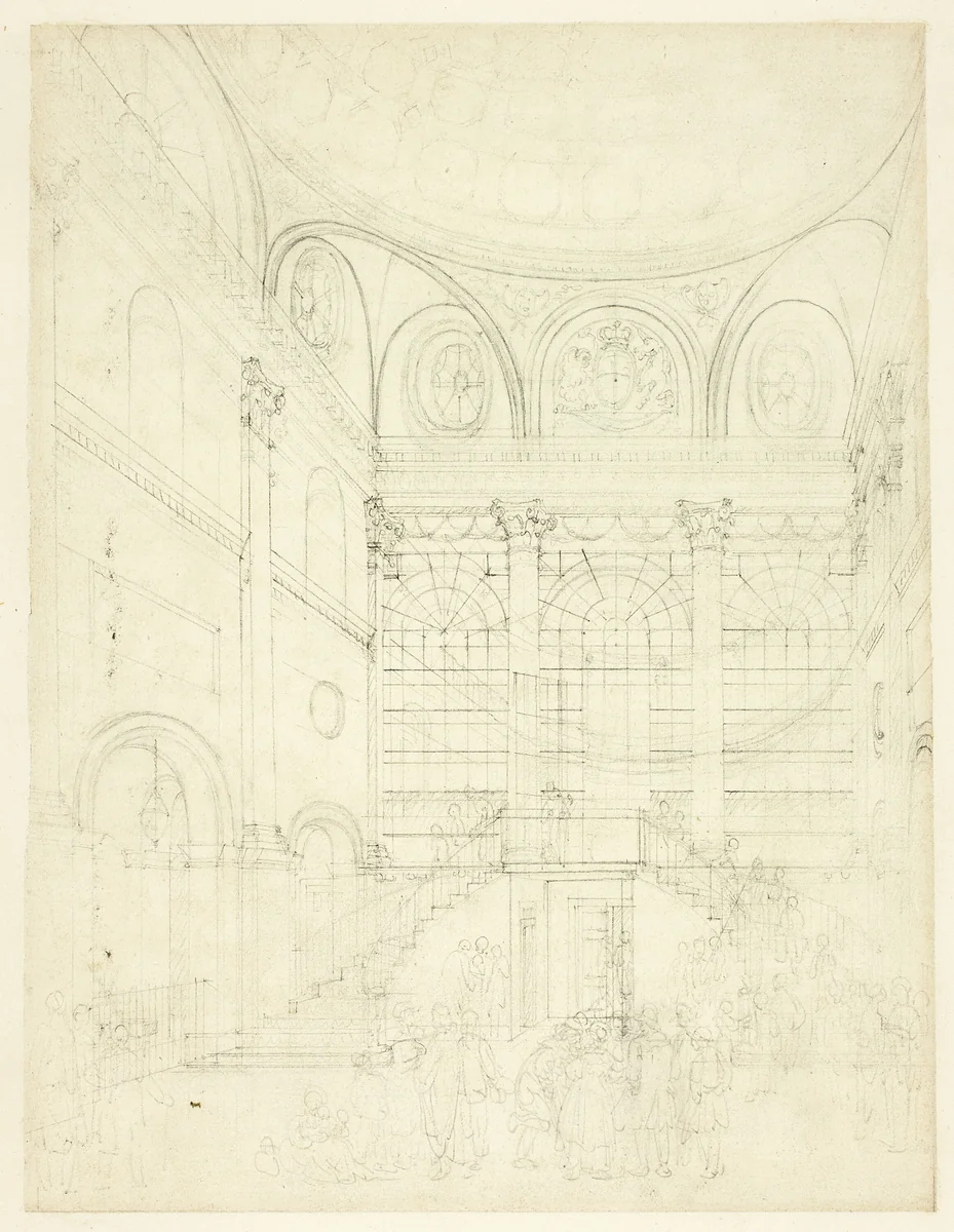 Study for Session House, Clerkenwell, from Microcosm of London by Augustus Charles Pugin
Thomas Rowlandson, drawing, 1807-1809